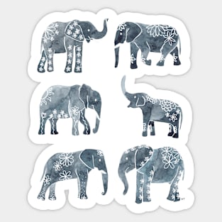 Floral Elephants - Gray Sticker